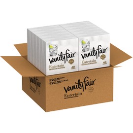 Vanity Fair Entertain Paper Napkins, 480 Disposable Beverage and Cocktail Napkins (12 Packs of 40 Napkins)
