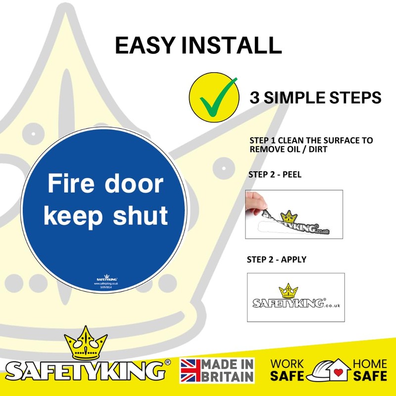 SAFETYKING® 8 x Fire Door Keep Shut Stickers 78mm Diameter