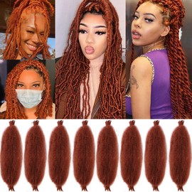 Leeven 12 Inch Springy Afro Twist Hair for Faux Locs 8 Packs Pre-Separate Spring Twist Crochet Hair for Distressed Locs Copper Red Afro Kinky Curly Marley Braiding Hair Extensions /350#