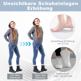 KASURE Orthopaedic Height Insoles 4 Pairs, 3.5 cm Raised Insole, Women's Shoe Insoles, Orthopaedic Heel Pads, Suitable for Daily Martin Boots, High Top Shoes, Sports Shoes
