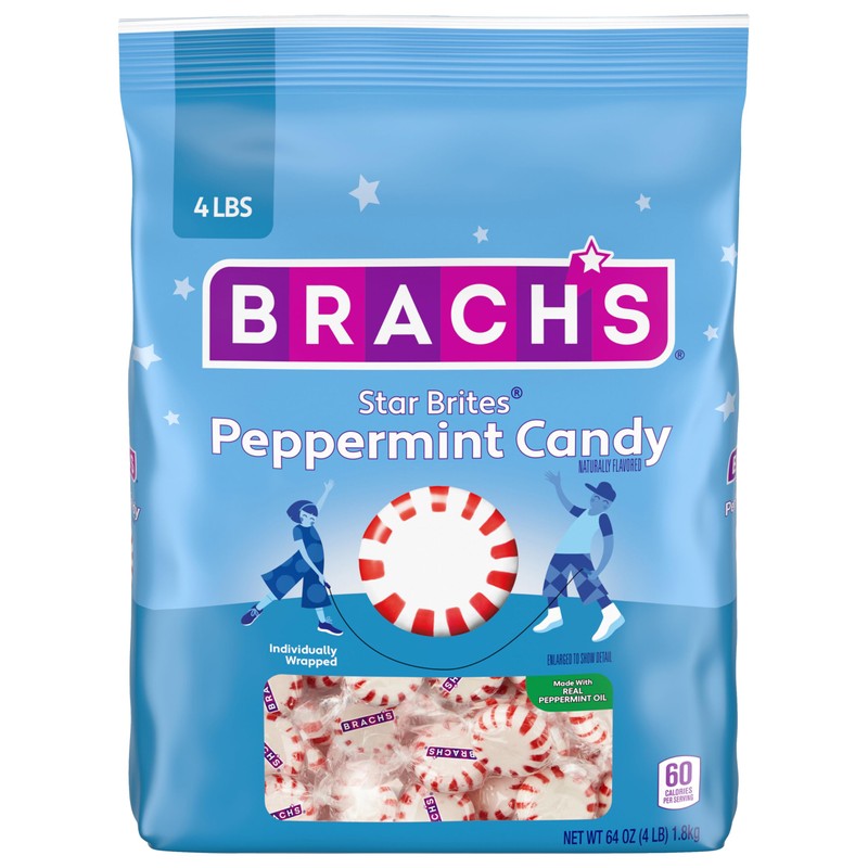 Brach's Star Brites, Christmas Candy, Peppermint, Individually Wrapped, Made With