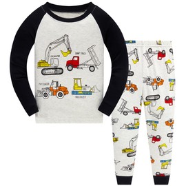 Boys Pajamas for Toddler Clothes Set Excavator Sleepwear Long Sleeve 100% Cotton 2 Piece Kids Pjs Size 3t