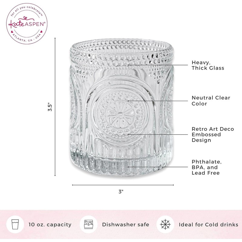 Kate Aspen 24PCS 10 oz. Ribbed Retro Arch Floral Clear