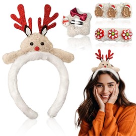 OCOUYVD （4PCS） Christmas Hair Accessories for Woman and Girls Christmas Fluffy Plush Cute Design Christmas Hair Loop Clip Accessories Flat Duckbill Hair Barrettes