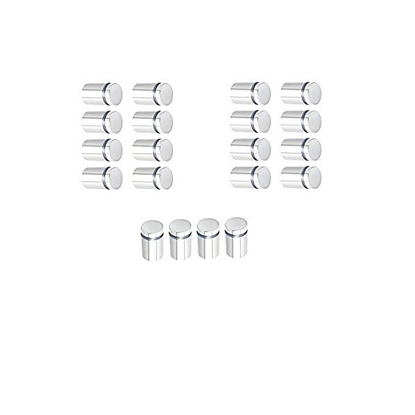 20PCS (12x20mm) Silver Stainless Steel Advertising Screw Glass Standoff Fixings