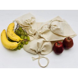 Cotton Muslin Bags, 100% Organic Cotton with Single Drawstring. Premium Quality Reusable Eco-Friendly Natural Muslin Bags. (10, 3x5 Inches)