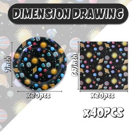 Outer Space Party Supplies - Tableware Set with Plates, Napkins for Kids' Space, Solar System, Planets Baby Shower, Astronaut Birthday Party Decoration