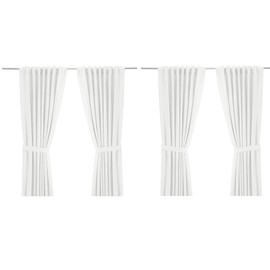 IKEA Ritva 401.119.92 White Curtain Set, 2 Panels with Tie-Backs - Size: W: 57" x L98, 100% Cotton, Pair of 2