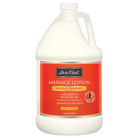 Bon Vital' - BVMTL1G Muscle Therapy Massage Lotion Made with Dwarf Pine Oil and Essential Oils for a Relaxing Massage and Sore Muscle Relief, Aids in Muscle Recovery Through IASTM and Graston, 1 Gallon Bottle