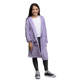 Lands' End Kids Super Soft Hooded Fleece Robe, Lavender, 10