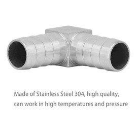 Refuuch 3/8" Hose Barb Stainless Steel 90 Degree Elbow L Right Angle Barbed Fitting Fuel Air Water