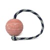 Julius-K9, IDC Natural Rubber Ball with String, Horizontally Grooved, 70