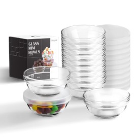 SQARR Small Glass Bowls with Lids - Perfect Prep Bowls for Kitchen Lovers - Mini Bowls for Candy, Dessert, Nuts, Party, Dips, Condiments, Sauces, Ingredients (12 set)