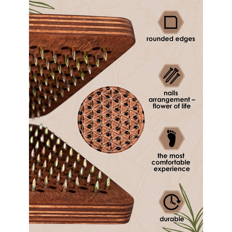 Wooden Yoga Board for Acupressure and Meditation with Nails for