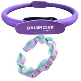 Large 15" Inch Premium Quality Pilate Ring with Free (8 Loop) Flex Band | Foam Cussion Handle | Core Strengthening | Toning arms | Thighs | Glutes (Pilate Ring, Black, 15" Inch)