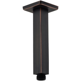 Brushed Bronze Ceiling Mounted Shower Arm with Flange 6 Inch Square Stainless Steel Extension for Overhead Rainfall Shower Head, Oil Rubbed Bronze