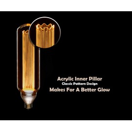 Next Glow Decorative LED Light Bulb E26 Medium Base, Virtual Filament Acrylic Inner Pillar 8W, 2000K, Not Dimmable T80 Amber Style Glow, Beautiful Home Decor Lighting for Kitchen, Pendant Fixtures.