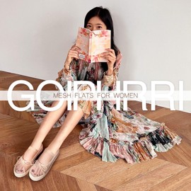 Goiphrri Mesh Mary Jane Flats for Women Platform Espadrilles Bow Knot Mary Janes Straw Mesh Ballet Flats for Women Flatform Dress Pumps