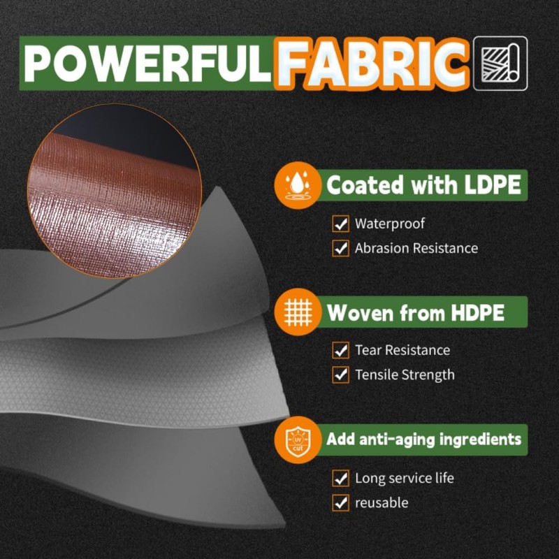 RAINDEWAY 8x8 Feet Super Heavy Duty Tarp 18 Mil, UV