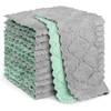 Lotnery Dish Cloths 10 Pack, Green & Grey Waffle Weave