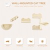 PawHut Cat Wall Shelves, 4-Pcs Climbing Shelf with Hammock, 3