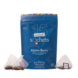 Two Leaves and a Bud Alpine Berry Tea - Whole Leaf Herbal Tea in Eco-Friendly Unwrapped Compostable Sachets, Resealable Bag, Hot or Iced, 15 Sachets (Pack of 1)
