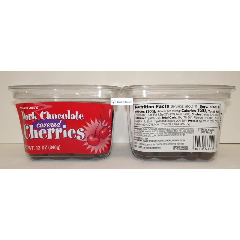 Trader Joe’s Dark Chocolate covered Cherries, 12oz 340g (Two Tubs)