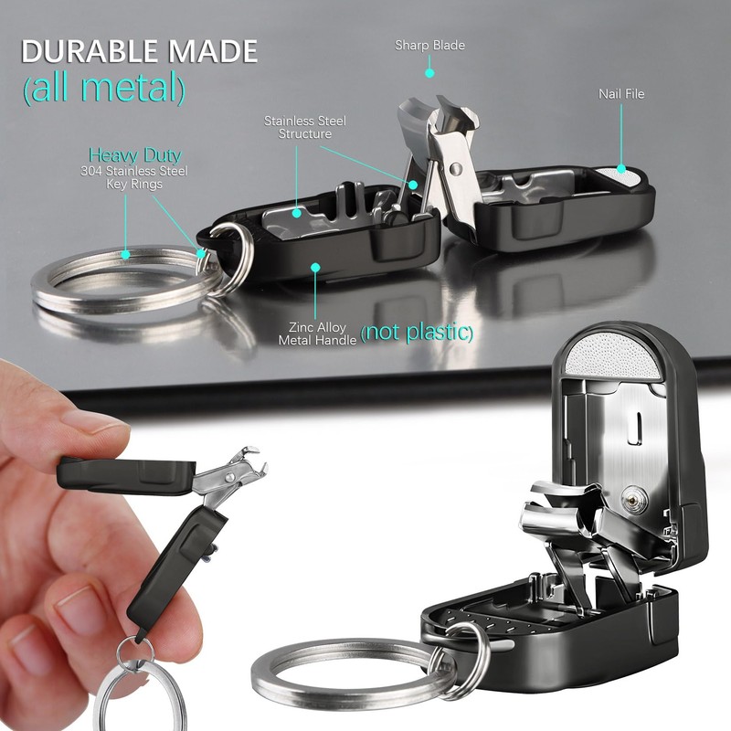 VOGARB Portable Mini Nail Clippers Collapsible Keychain Nail Clipper for