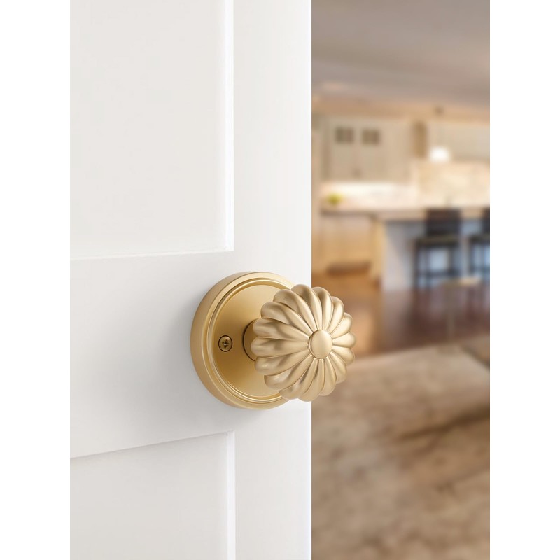 MRML Brushed Gold Passage Door Knob, Interior Closet Pantry Hallway