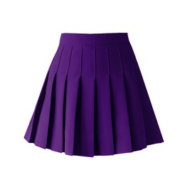 ZHANCHTONG Women's High Waist A-Line Pleated Mini Skirt Short Tennis Skirt (Purple, XXL)