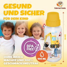 Children's Bicycle Bottle with Holder – Excavator – Water Bottle Holder Bicycle, Bicycle Water Bottle, Drink Holder Bicycle, Bicycle Bottle Holder, Water Bottle Holder Bicycle