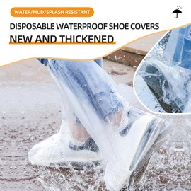 100 Pcs Disposable Thicker Boot and Shoe Covers,19 inch Tall Extra Large,Waterproof Anti-Slip Overshoe (50 Pairs),Outdoor Indoors Overshoes, Fit Up To Men's 14 (Clear)