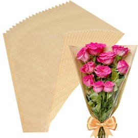 MYGOGOART 50 Pcs Flower Bouquet Wrapping Paper Flower Bags Sleeves for Bouquets Kraft Paper Floral Wrap Bags Flower Bouquet Supplies(14 x 22 x 4.7 inches)