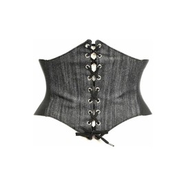 Lavish Black Denim Corset Belt Cincher (XLarge)