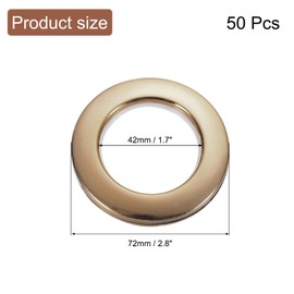 Sourcing Map 50pcs Grommets, 1-5/7"(42 mm) ID Window Curtain Panels Eyelet Rings Low-Noise Sliding Roman Hardware Clip Rings for Bathroom Bedroom Rod, Grey