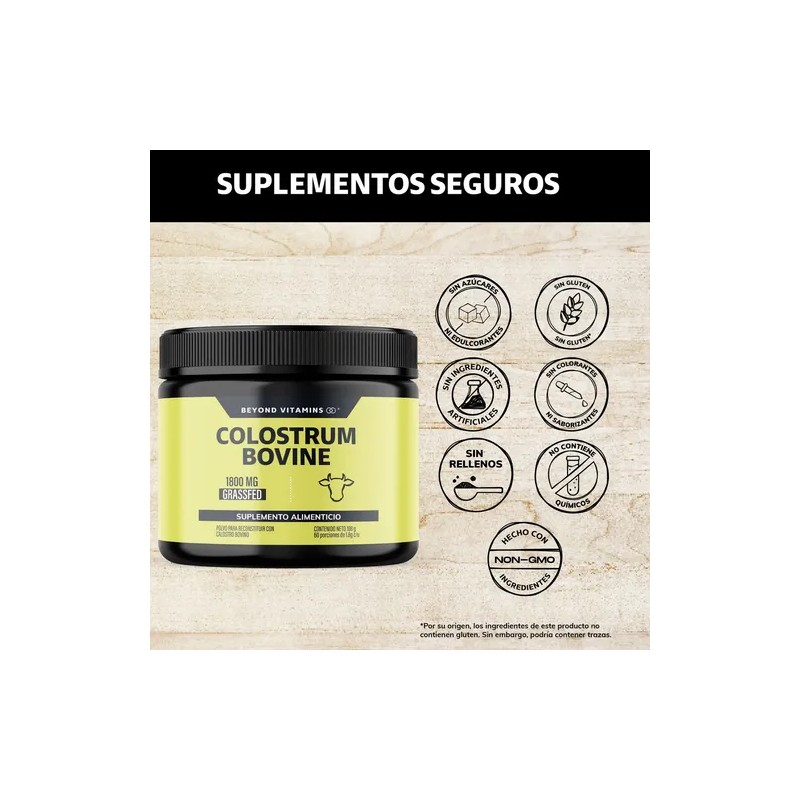 Beyond Vitamins Calostro Bovino Certificado Grass Fed Libre Pastoreo 1800