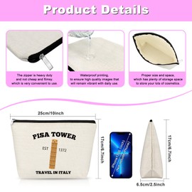 Italy Travel Gifts for Women Pisa Italy Makeup Bag Italy Lover Gift Italy Themed Gifts for Traveller Friends Cosmetic Bag Italy Vocation Trip Gift Italy Travel Trip Essentials Souvenir Birthday Gift