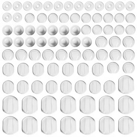 90pcs 6 Size Earring Pads for Clip On Earrings Silicone Comfort Earring Cushions Anti-Pain Ear Clips Pad for Sports Wedding Party Daily Wear Clear White
