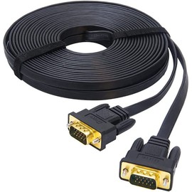 DTech 10m VGA Cable Ultra Thin Flat Computer Monitor Cable Long 32 Feet Male to Male 15-Pin Male Standard SVGA Cable Black