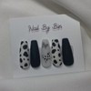 [Handmade Nail Tips] Matte Black Cow Nails - Short Oval