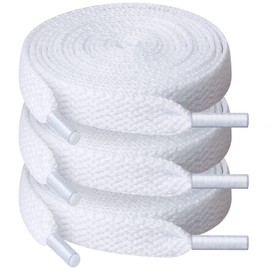 UpUGo 3 Pairs of Shoelaces, 8 mm Wide Flat Shoelaces for Trainers, Sports, Running, Adults, Children