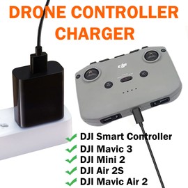 5FT USB C Remote Controller Power Adapter Charger Cable for DJI Mini 2, DJI Air 2S, DJI Mavic 3, DJI Mavic Air 2, DJI Smart Controller, DJI Remote Controller Type C Charging Cord Accessories Block