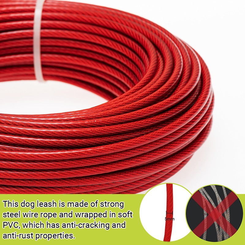 Dog Tie Out Cable - 100 ft Long Dog Cable