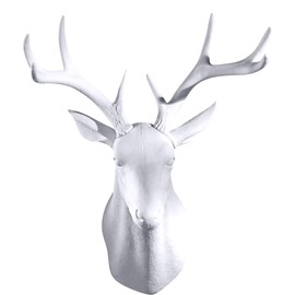 Notakia White Deer Head Wall Decor Deer Antlers Wall Sculpture Faux Taxidermy Wall Animal Head 19.69 x 11.81 x 15.75 inches