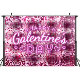 Wollmix Happy Galentines Day Decorations Banner 7x5ft for Party Backdrops - Pink Love Heart Decor Favors Gifts for Friends, Women, Her - Supplies, Photo Booth Props, Sign