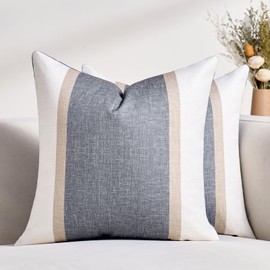Grey Cushion Covers 45cm x 45cm Stripe Cushion Covers Decorative Square Throw Pillow Case Pillowcases for Couch Livingroom Sofa Bed with Invisible Zipper 45cm x 45cm Grey