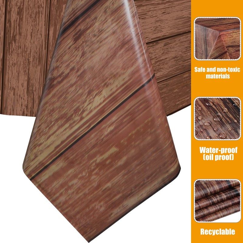 Irenare 1 Piece Wood Grain Tablecloth Western Tablecloths Rustic Plastic