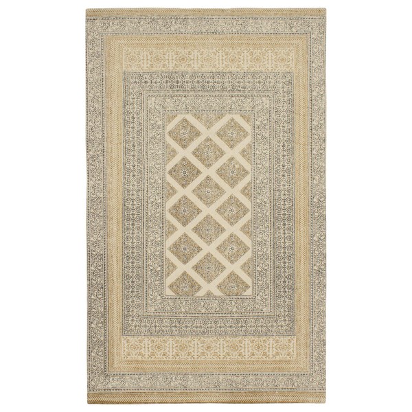 French Connection Cotton Accent Rug, 36 in. x 60 in, Bryn Stonewash Natural Printed