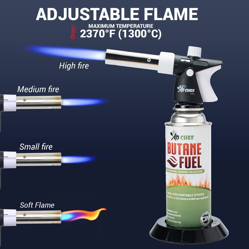 Jo Chef Pro Butane Torch Lighter, Cooking Torch - Refillable