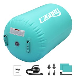 Air Tumbling Track Gymnastics Mat, Inflatable 10ft Gymnastics Roller Barrel Mat for Tumbling with Electric Pump for Yoga/Training/Cheerleading/Water Fun(Green)